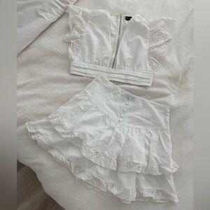 PrettyLittleThing White Skater Mini Skirt Set